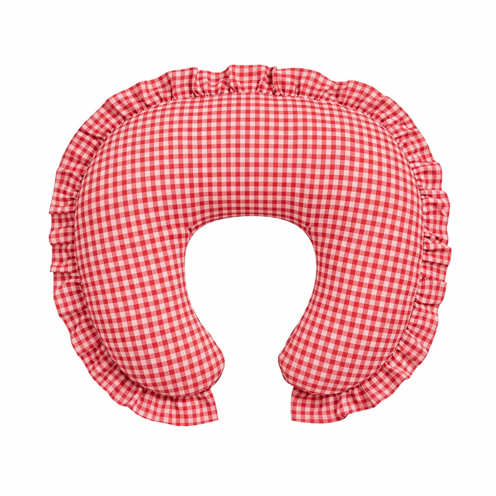 Red Gingham Ruffle Nursing Pillow Cover by Little Mae & Co
