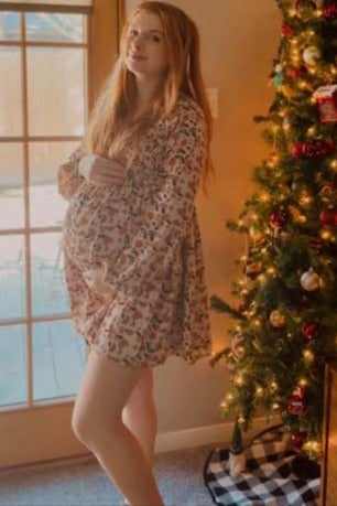 Smocked Maternity Dress, Leaf Print by PinkBlush (view 8 of 10)