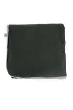 Moss green ribbed toddler blanket with minky backing, folded to show its soft texture