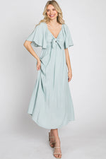 PinkBlush Elegant Maternity Midi Dress with Front Tie and Ruffle Sleeves for Expecting Mothers - Apparel & Accessories > Clothing > Maternity Clothing > Maternity Dresses Apparel & Accessories > Clothing > Dresses