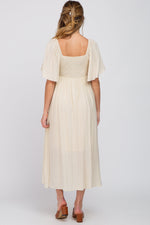 Ruffle Sleeve Front Tie Maternity Midi Dress by PinkBlush (view 3 of 16)
