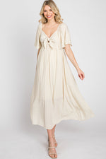 Ruffle Sleeve Front Tie Maternity Midi Dress by PinkBlush (view 16 of 16)