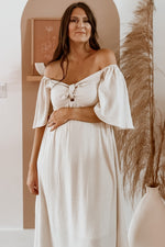 Ruffle Sleeve Front Tie Maternity Midi Dress by PinkBlush (view 11 of 16)