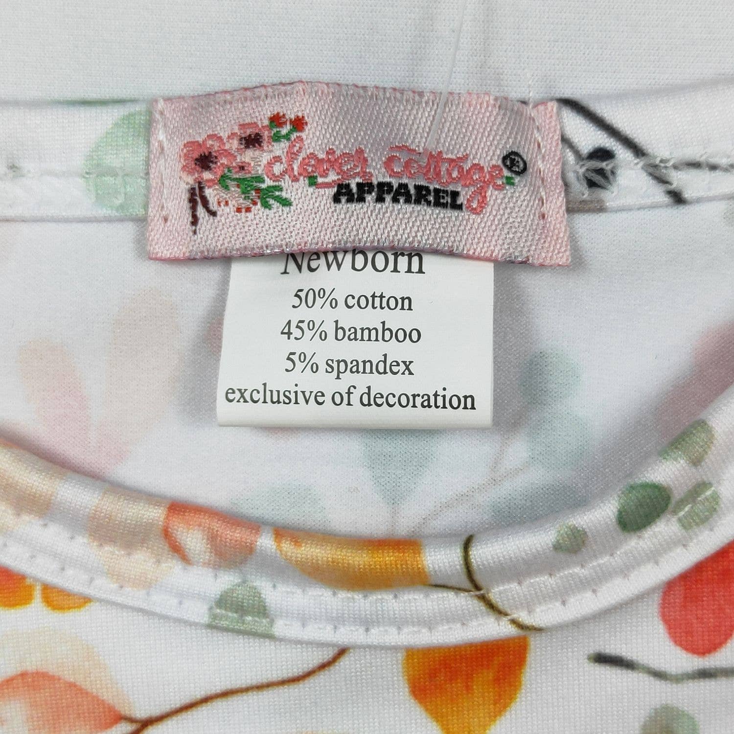 Clover Cottage newborn bamboo blend baby gown and matching headband.