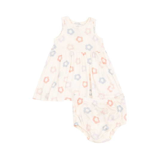 Tank Dress and Bloomer Set for Toddler Girls Daisy Pop 2T to 4T.