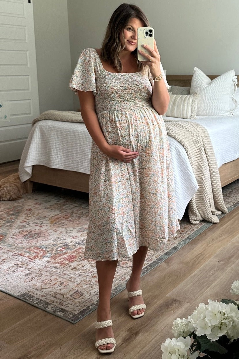 Floral Smocked Square Neck Midi Dress by PinkBlush (view 4 of 8)