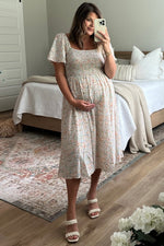 Floral Smocked Square Neck Midi Dress by PinkBlush (view 4 of 8)