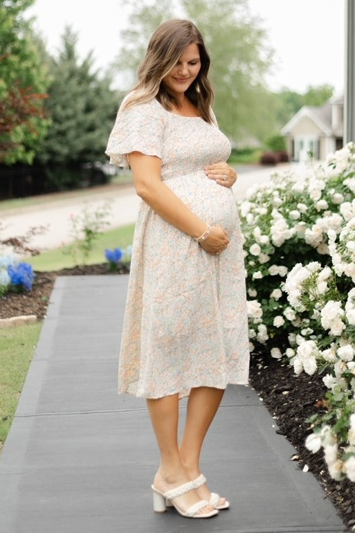 Floral Smocked Square Neck Midi Dress by PinkBlush (view 6 of 8)