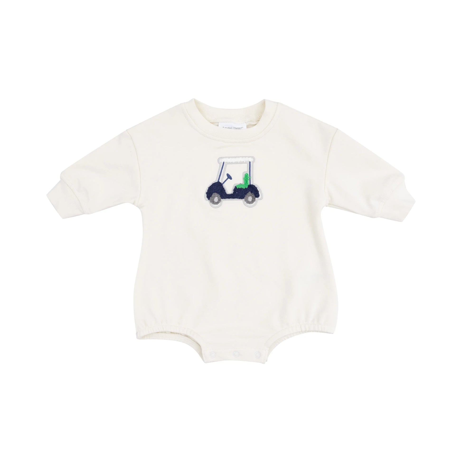 French Terry Golf Cart Applique Sweatshirt Bubble in Blue.