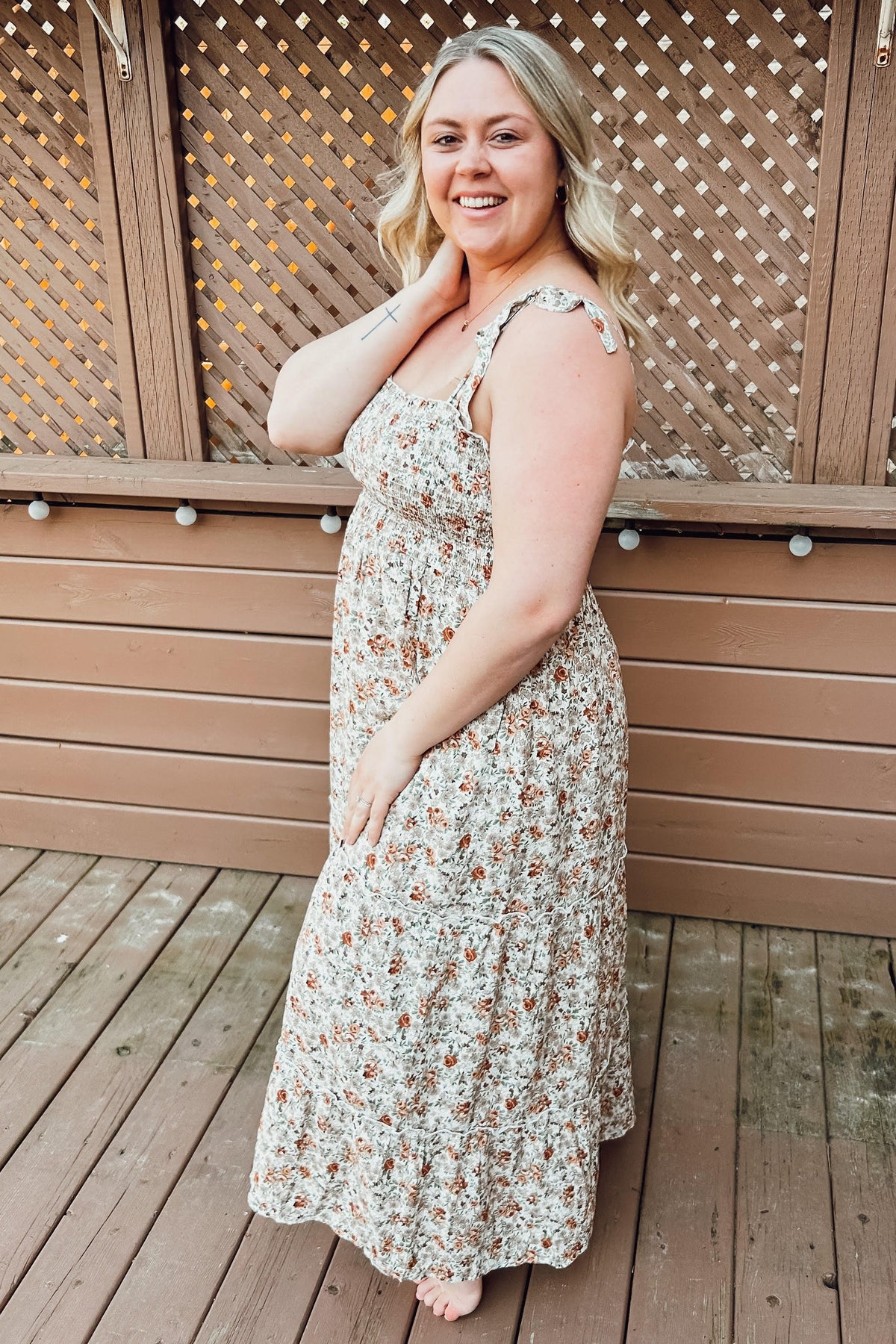 Sleeveless Smocked Tiered Maternity Maxi Dress by PinkBlush (view 7 of 8)