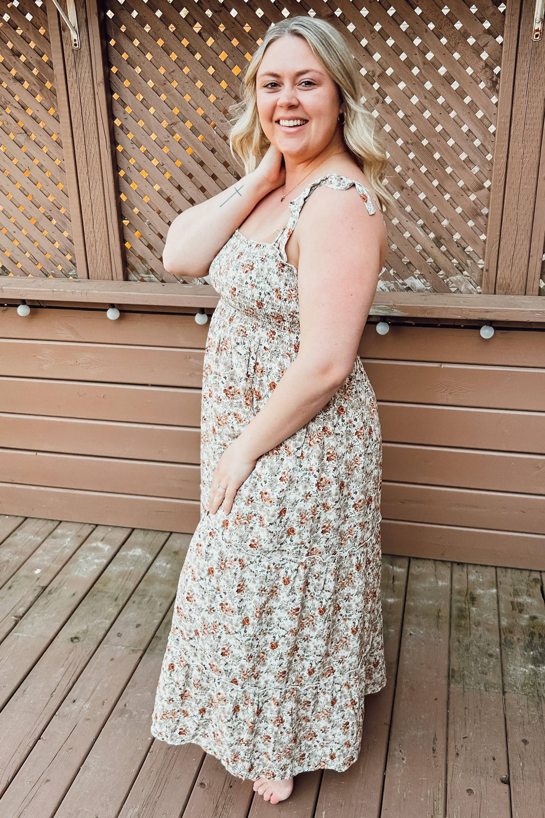 Sleeveless Smocked Tiered Maternity Maxi Dress by PinkBlush (view 7 of 8)
