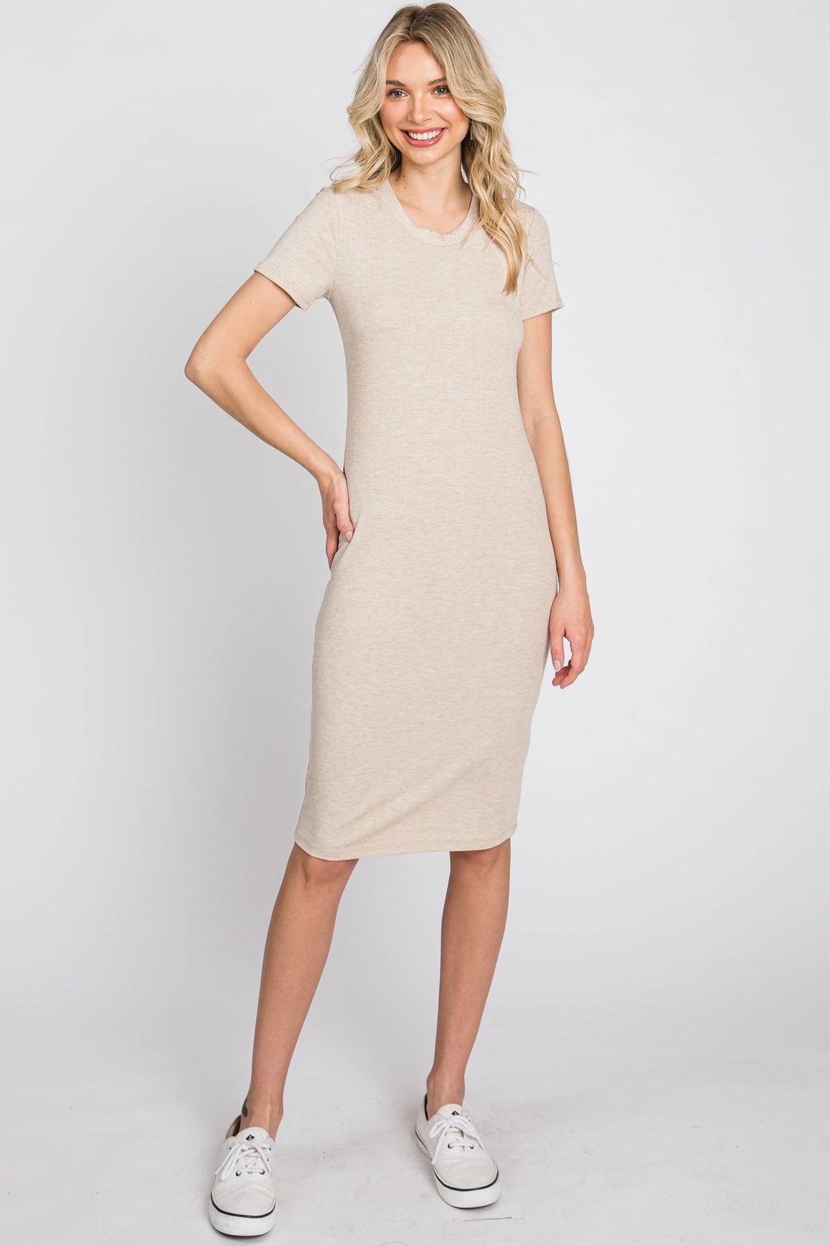 Versatile Ribbed Fitted Dress for Everyday by PinkBlush (view 1 of 10)
