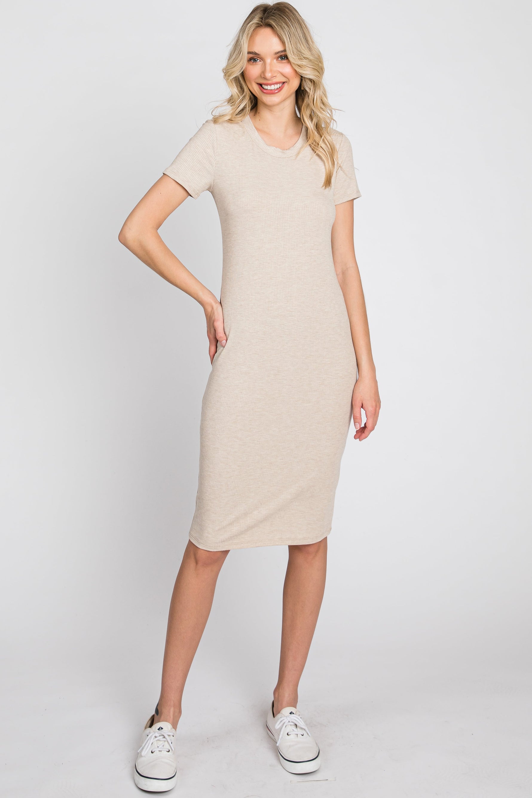 Versatile Ribbed Fitted Dress for Everyday by PinkBlush (view 1 of 10)