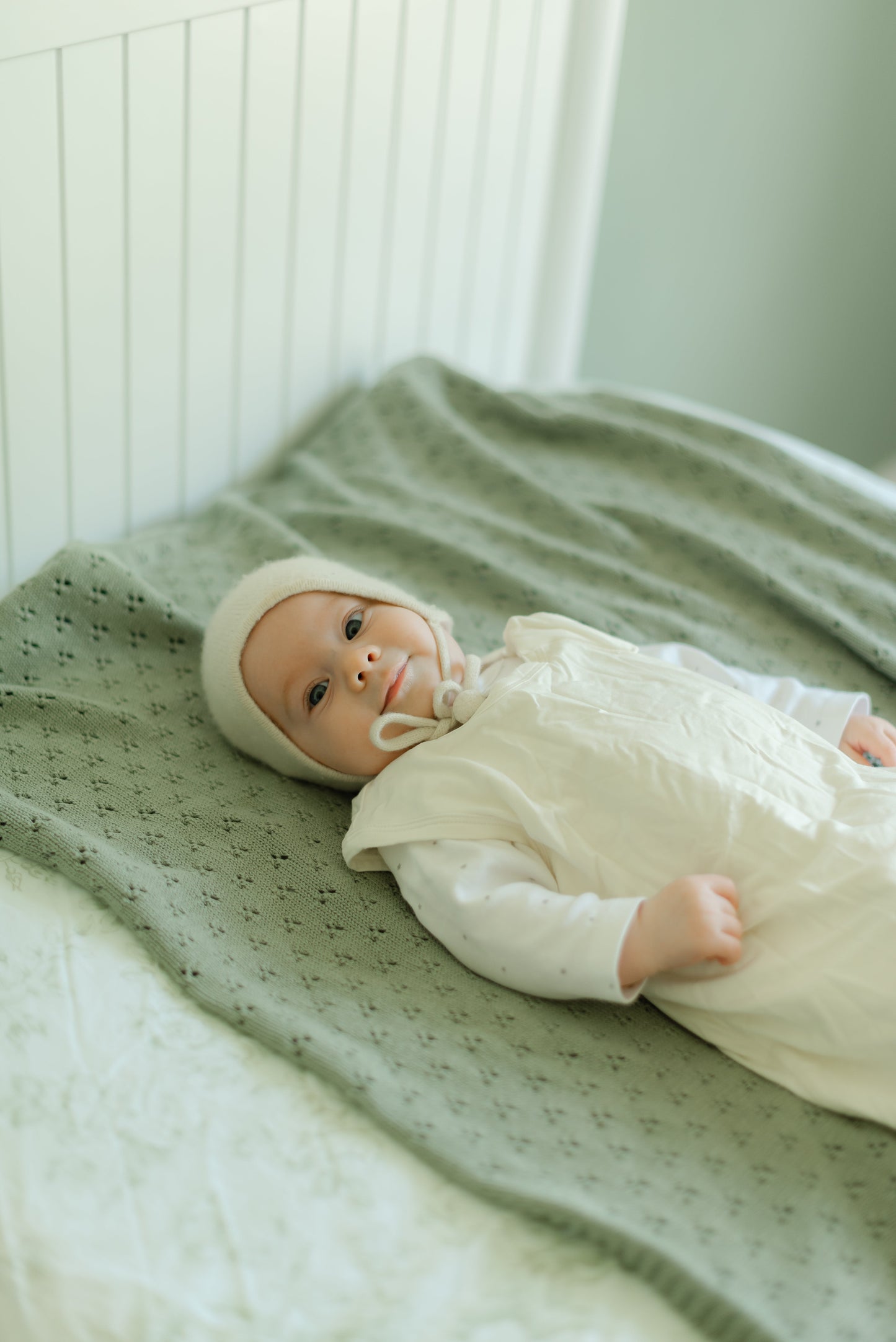 Mint Pointelle Knit Baby Blanket Little Mae And Co Little Mae & Co Everetts Place: Online Boutique