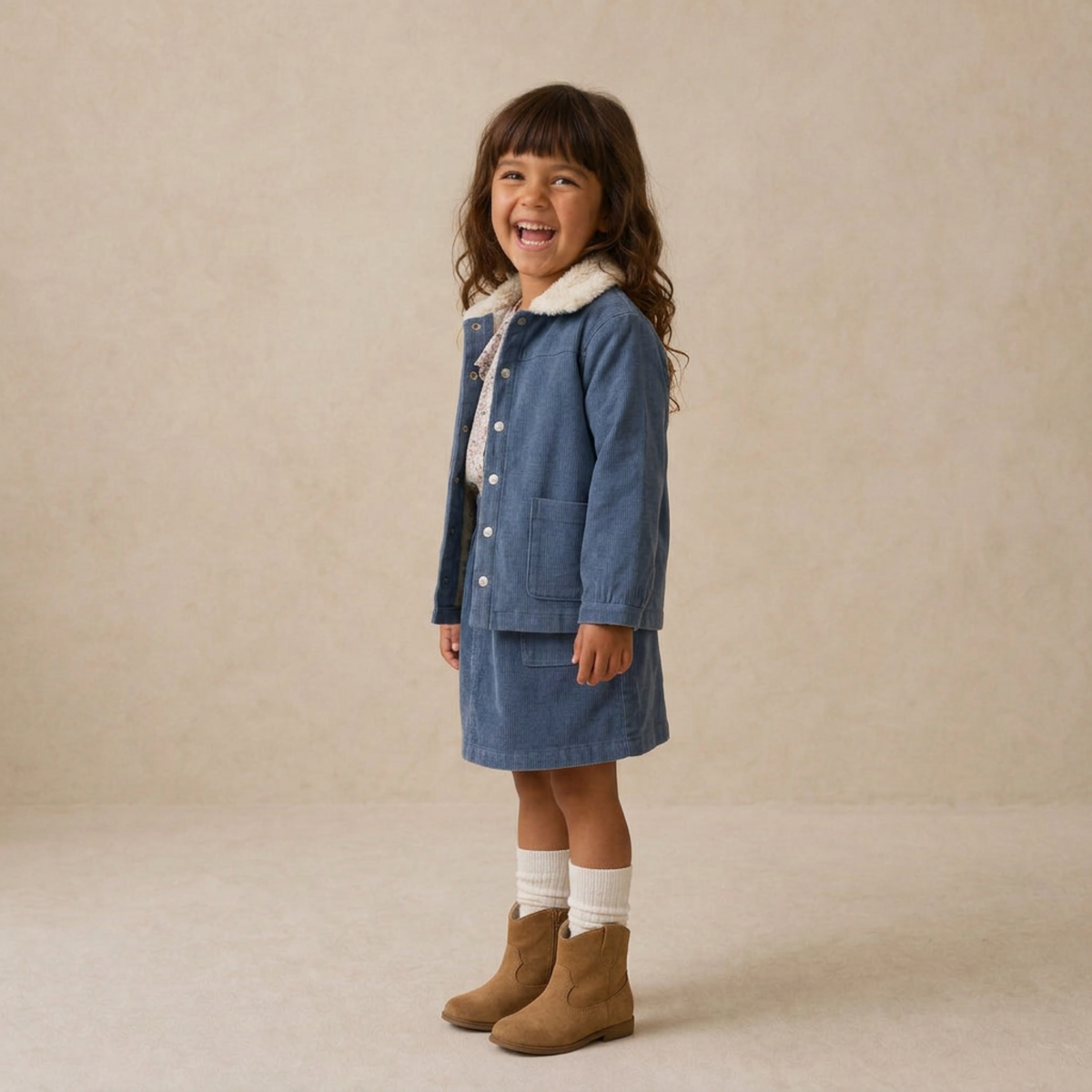 Navy corduroy skirt for babies and toddlers, shown flat