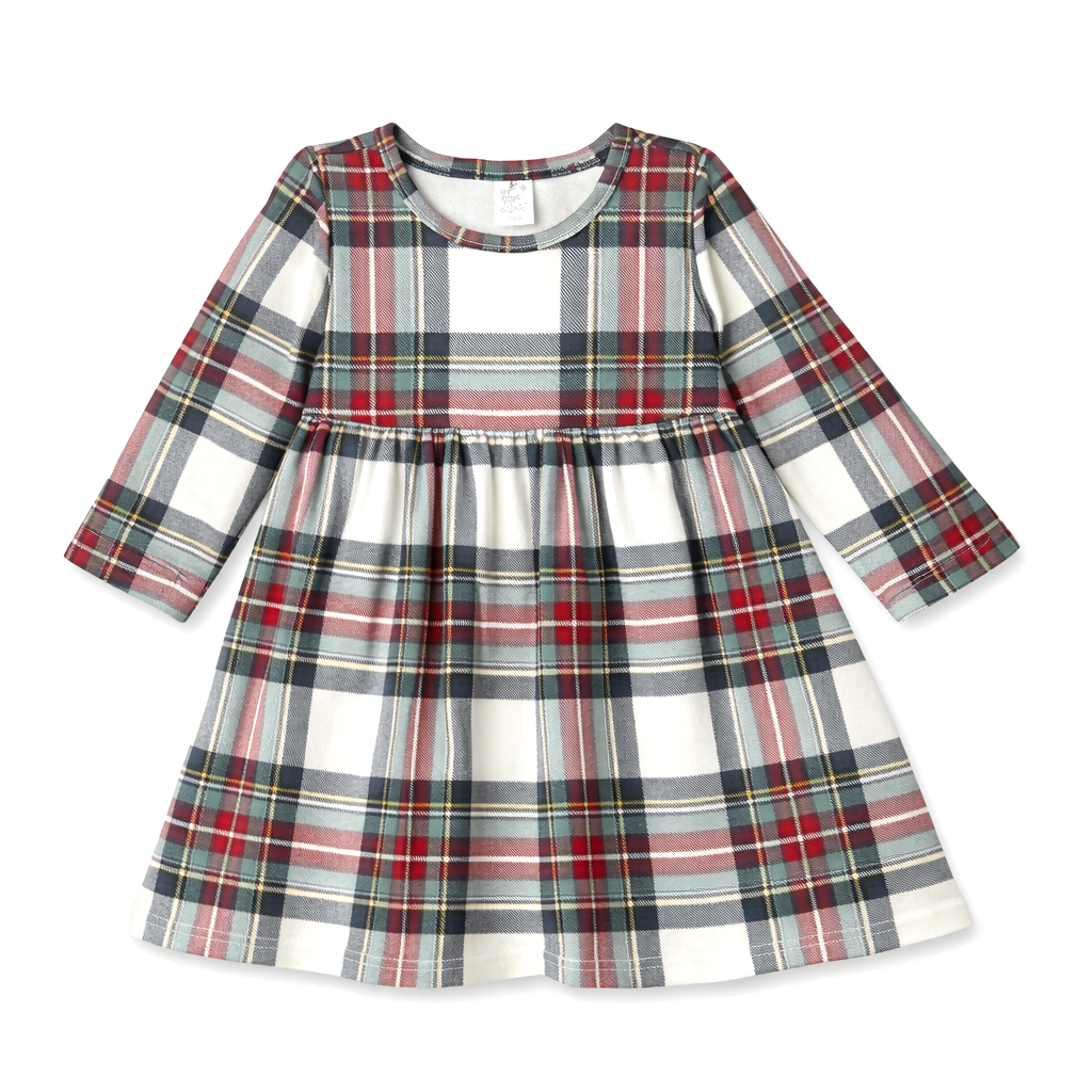 Girls Christmas Plaid Dress – Soft Bamboo Holiday Outfit by Tesa Babe