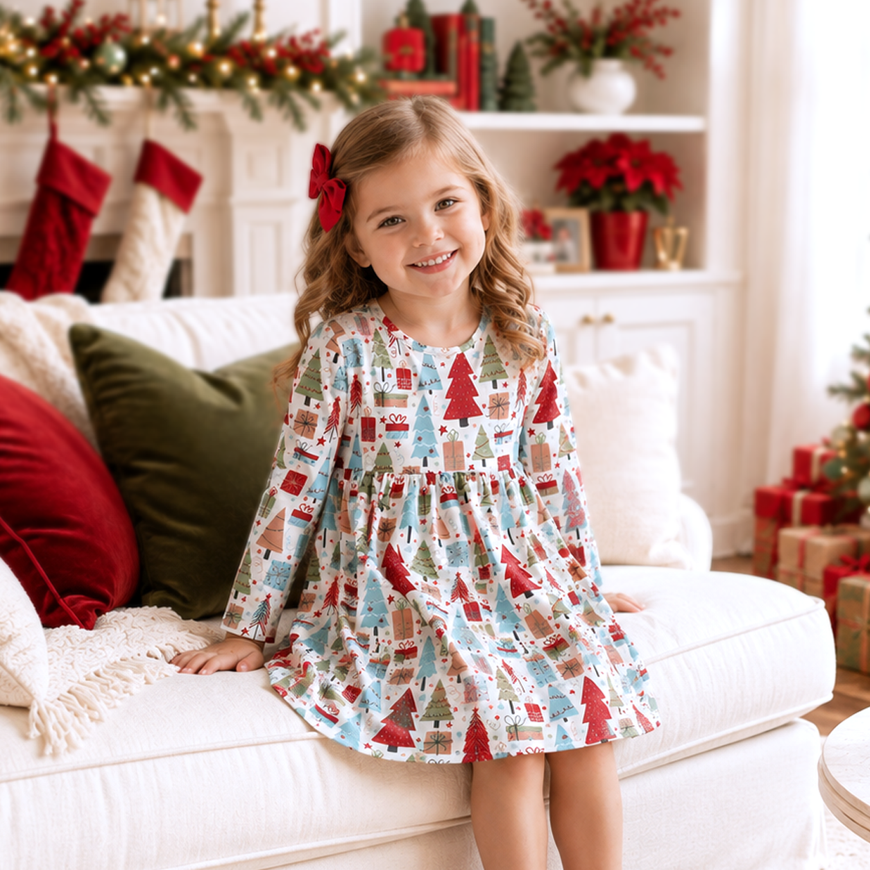 Soft Bamboo Dress - Christmas Holiday Print