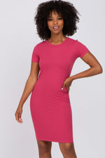 Magenta Ribbed Fitted Dress by PinkBlush