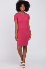 Magenta Ribbed Fitted Dress by PinkBlush