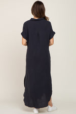 Charcoal Button Down Maternity Midi Dress by PinkBlush at Everetts Place