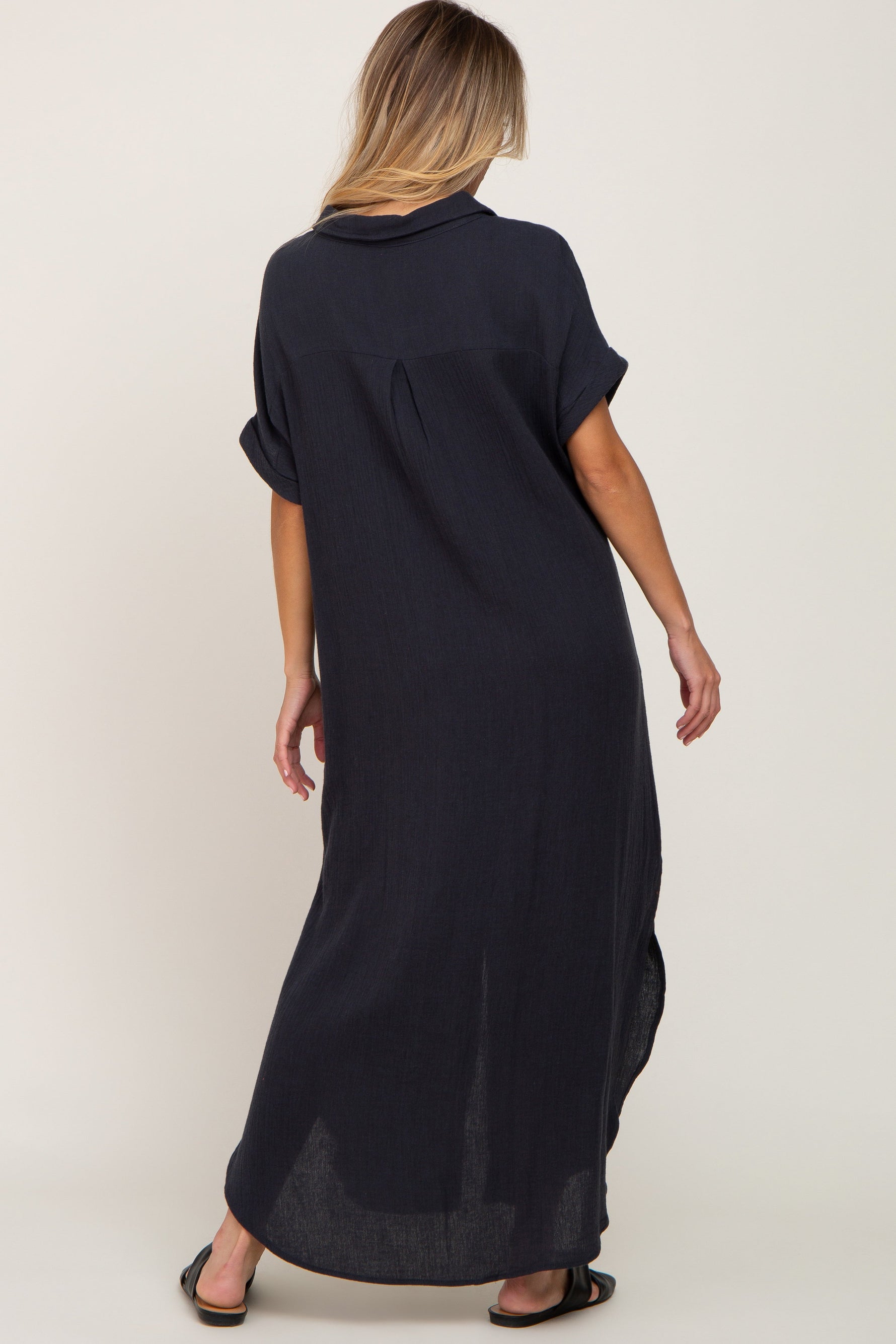 Charcoal Button Down Midi Dress by PinkBlush at Everetts Place