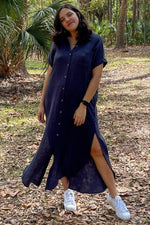 Charcoal Button Down Midi Dress by PinkBlush at Everetts Place