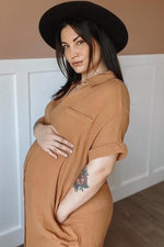 Nursing Friendly Button Down Maternity Midi Dress by PinkBlush (view 6 of 17)