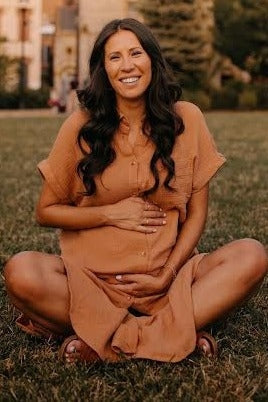 Nursing Friendly Button Down Maternity Midi Dress by PinkBlush (view 8 of 17)