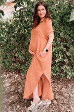 Nursing Friendly Button Down Maternity Midi Dress by PinkBlush (view 11 of 17)