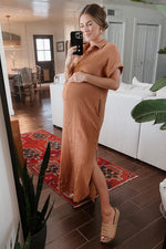 Nursing Friendly Button Down Maternity Midi Dress by PinkBlush (view 13 of 17)