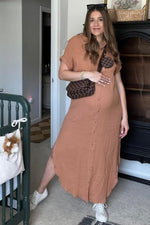 Nursing Friendly Button Down Maternity Midi Dress by PinkBlush (view 14 of 17)