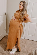 Nursing Friendly Button Down Maternity Midi Dress by PinkBlush (view 15 of 17)