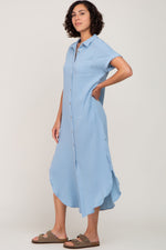 Light Blue Button Down Midi Dress by PinkBlush at Everetts Place