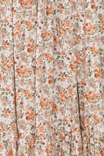 Taupe Floral Smocked Puff Sleeve Midi Dress by PinkBlush