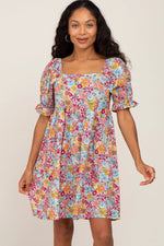 PinkBlush Mauve Floral Dress with Ruffle Trim for Stylish Modern Women - Apparel & Accessories > Clothing > Dresses