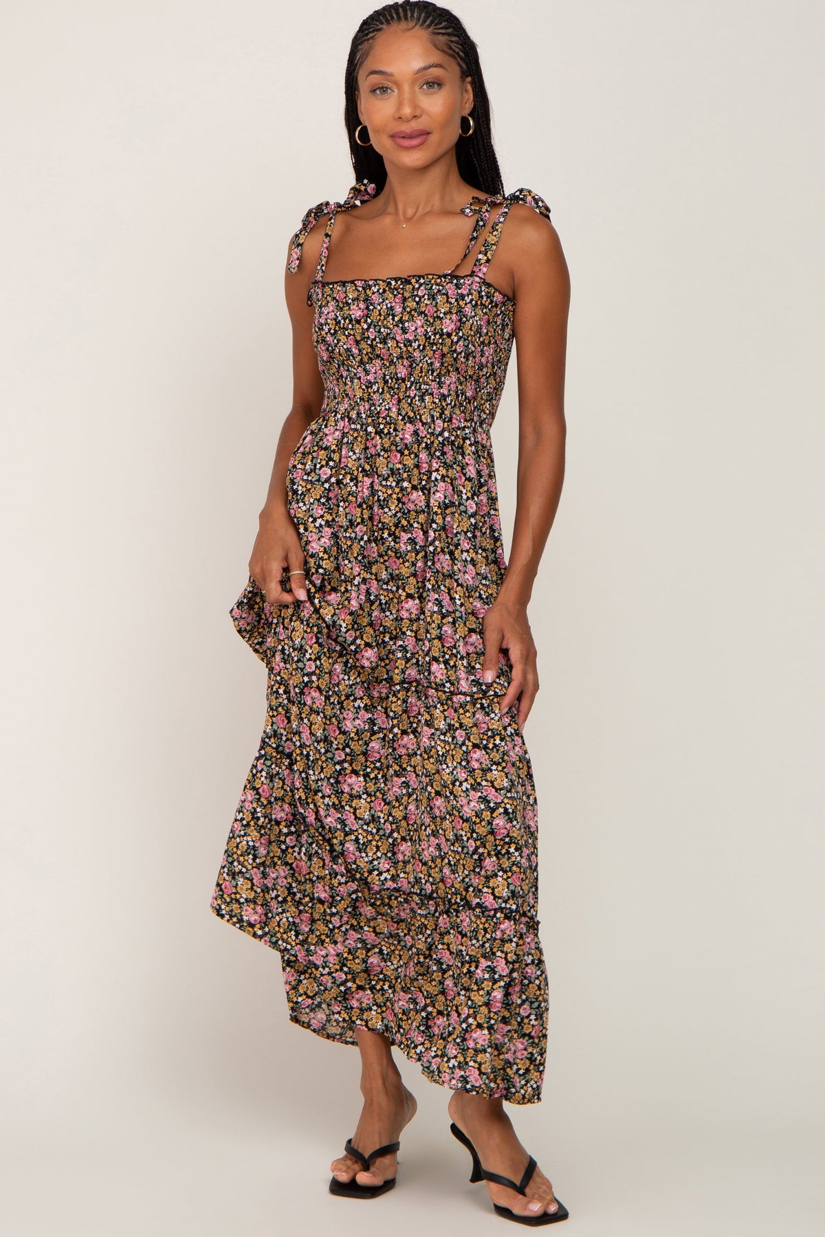 Sleeveless Tiered Maternity Maxi Dress by PinkBlush