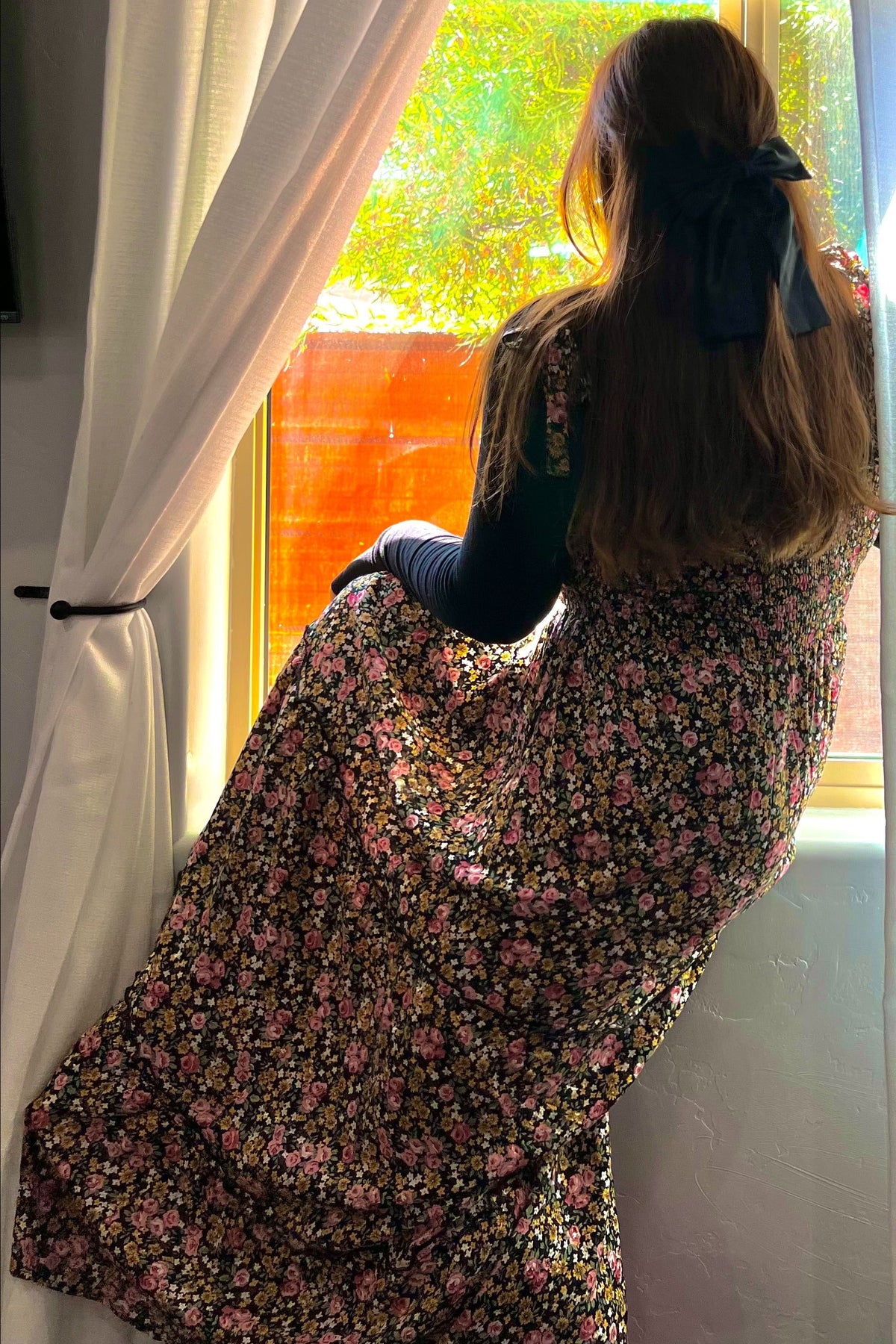 Black Multi-Color Floral Maxi Dress - Sleeveless Tiered by PinkBlush