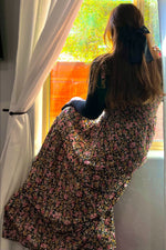 Black Multi-Color Floral Maxi Dress - Sleeveless Tiered by PinkBlush
