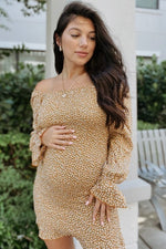 Ditsy Floral Smocked Long Sleeve Maternity Mini Dress by PinkBlush