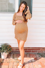 Ditsy Floral Smocked Long Sleeve Maternity Mini Dress by PinkBlush