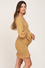 Ditsy Floral Smocked Long Sleeve Maternity Mini Dress by PinkBlush
