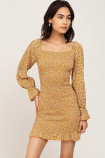 Ditsy Floral Smocked Long Sleeve Maternity Mini Dress by PinkBlush