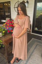 Front Tie Ruffle Sleeve Maternity Midi Dress by PinkBlush (view 11 of 14)