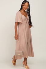Front Tie Ruffle Sleeve Maternity Midi Dress by PinkBlush (view 14 of 14)
