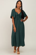 Front Tie Ruffle Sleeve Midi Dress by PinkBlush
