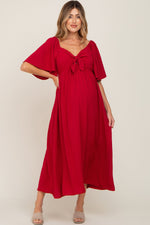 Textured Dot Ruffle Sleeve Maternity Midi Dress by PinkBlush (view 1 of 5)