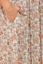 Taupe Floral Off Shoulder Long Sleeve Maxi Dress by PinkBlush (view 4 of 8)