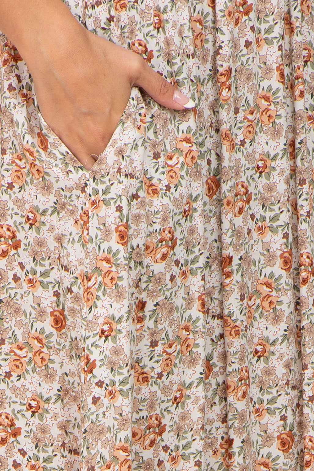 Taupe Floral Off Shoulder Long Sleeve Maxi Dress by PinkBlush (view 4 of 8)