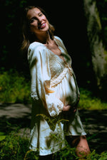 Beige Crochet Lace Button Front Maternity Maxi Dress by PinkBlush (view 12 of 30)