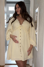 Beige Crochet Lace Button Front Maternity Maxi Dress by PinkBlush (view 28 of 30)